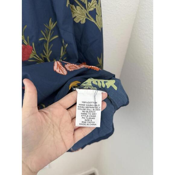 Umgee Women’s Sz S Botanical Floral Print Scalloped Lace Trim Short Sleeve Top - Picture 4 of 7